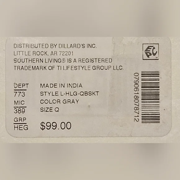 NEW Southern Living Heirloom Linen Queen Bedskirt- Gray- 18" Drop - Picture 5 of 5